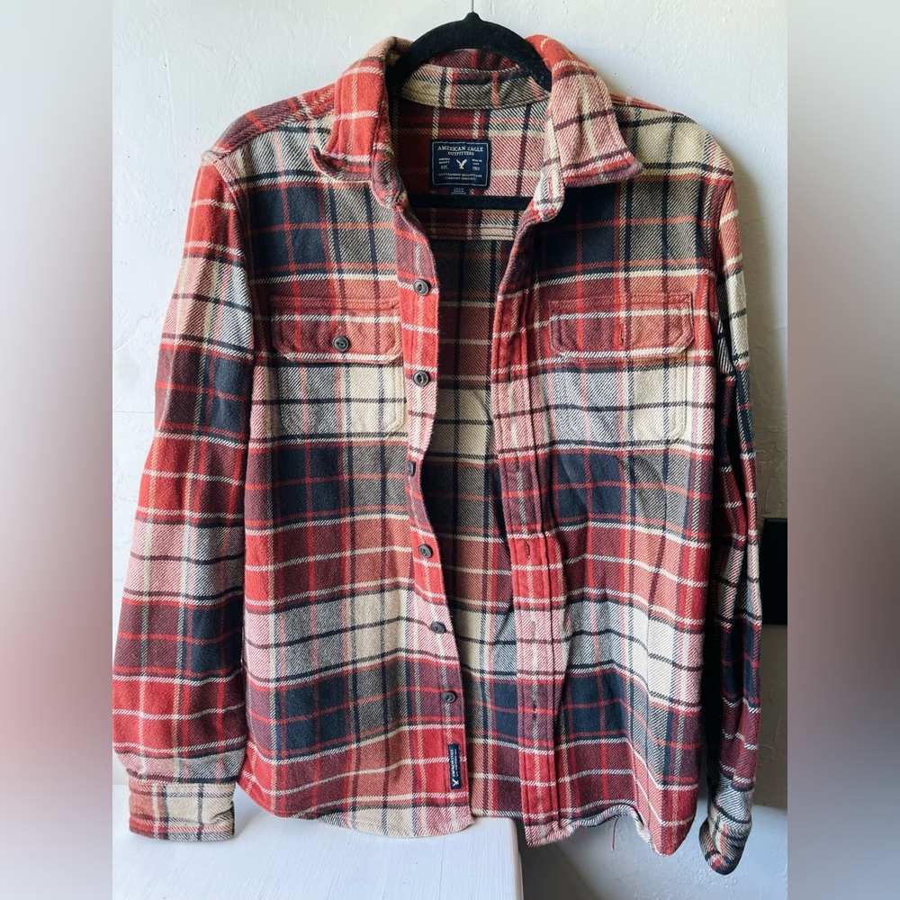 American Eagle Outfitters Red and Black Plaid Shirt